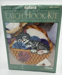 VTG Caron Latch Hook Kit Cat Nap Art. # R017 Round Approximately 24" Kitten Yarn - Picture 1 of 7