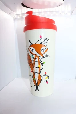 Kate Spade Christmas lights Festive Fox 16oz Tumbler W/lid - Image 1 of 4