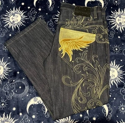 Jeans Y2K Delf Trading Inc Imperious bordados en oro 36x32 Foto 1 de 4