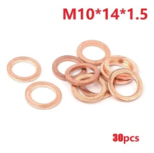 30pcs M10*14*1.5 Copper Washers Oil Seal Gasket Sealing Fitting Washers - Picture 1 of 4