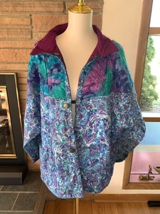 VINTAGE 80er 90er Wende Steppjacke Boho Cottagecore Steppmantel L/XL - Bild 1 von 7