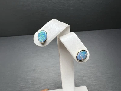 14ct Yellow Gold Doublet Opal Stud Earrings - image 1 of 4