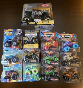 Monster Jam Lot (13) Megladon Chase, Grave Digger, Sparkle Smash, Max D, Skyline - Picture 1 of 9