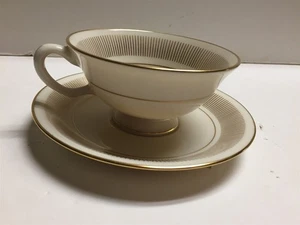 Cup and Saucer Gold & Cream Lenox China Flourish H521 - Picture 1 of 5
