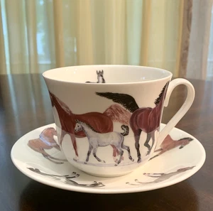 Pferde Teetasse Untertasse Roy Kirkham Bone China England Frühstück Kaffee Kakao - Bild 1 von 10