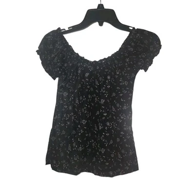 Younique цветочный с плеча верхний со сборками блузка черный средний - Изображение 1 из 4