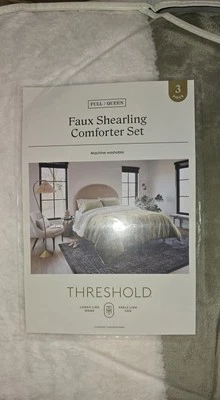 New In Bag Threshold Comforter 3pc Set Faux Shearling  - Image 1 of 3