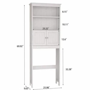 Tileon Over-the-Toilet Storage 24.80" W X 69.69" H, 2 Shelves MDF Material White - Picture 1 of 7
