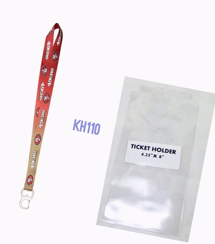 NFL San Francisco 49ers Keychain & Bottle Opener Lanyard+Ticket Holder Cover
