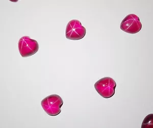 Transparent Star Ruby Heart 8x8 mm Cabochon Created 6 Rayed Stone 5 pieces Lot - Picture 1 of 12