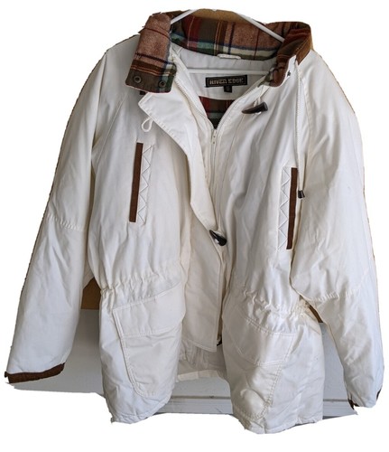 OFF WHITE Cappotto donna vintage River Edge bianco sporco con interno in flanella full zip con cappuccio