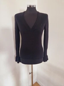 Fred Perry x Amy Winehouse black jumper sz 8 v neck angora super soft bell cuff - Picture 1 of 10