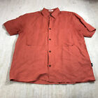 Ted Baker Shirt Mens 4 Button Up Orange Linen Blend London Casual Adult