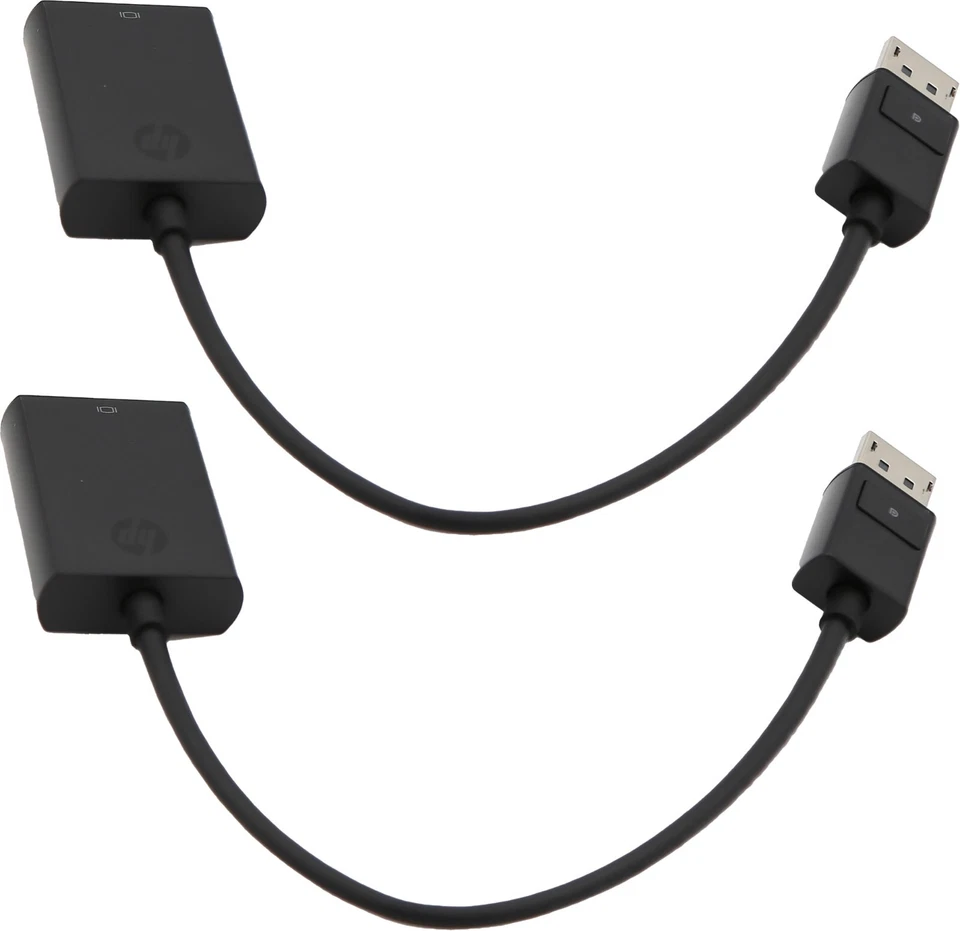 Box of 2 Cable Adapters; Display Port (Male) to VGA (Female), 10.8". New - Image 1 of 4