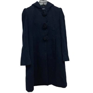 Rothschild Girls Large Size 14 Navy Long Hooded Poly Blend Washable Long Coat - Picture 1 of 8