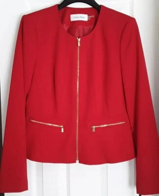 Nuevo Traje Chaqueta Blazer para Mujer Calvin Klein Rojo Talla 6 Cremallera Estilo S4NJL409 NUEVO CON ETIQUETAS Foto 1 de 4