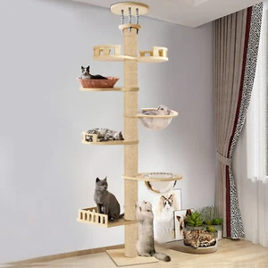 Kratzbaum deckenhoch, Katzenbaum vom Boden bis zur Decke verstellbar, Katzenturm - Bild 1 von 19