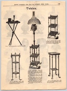 Fall and Winter 1888-89 H.O'Neill & Co NY NY Catalog Pg  159-160 Tables Lamps - Picture 1 of 2