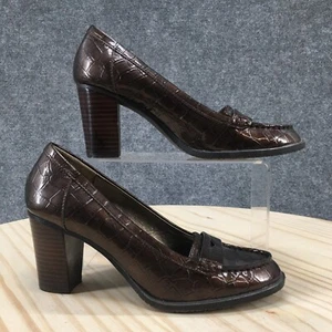 Bandolino Heels Womens 6 M Abenzio Croc Print Slip On Pumps Brown Faux Leather - Picture 1 of 18