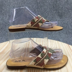 Mia Sandals Womens 7.5 M Beaded Flip Flop Flats Multicolor Faux Leather Slip On - Picture 1 of 17