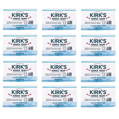 Kirk's Vegan - Aceite de Coco Premium Jabones de Castilla Original Aroma Fresco - Paquete de 12 Foto 1 de 4