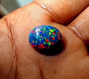 NaturalCertified Black Fire Opal Oval Cabochon 9.70 Ct Australian Loose Gemstone - Picture 1 of 15