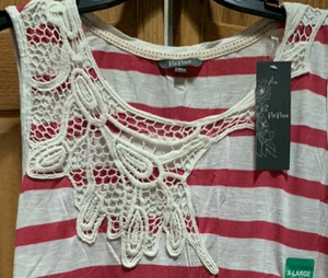 Po Pori Womens XL Cami Tank Top Pull Over Scoop Neck Comfort Stripe Red/Pink - Picture 1 of 2