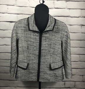 Chaqueta Blazer Tweed Lafayette 148 New York Mujer Talla 4 Negro/Blanco Manga Larga - Imagen 1 de 6