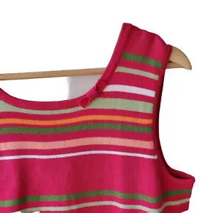 Christopher & Banks Knit Tank Women's Size M Pink Striped Bow - Picture 1 of 11
