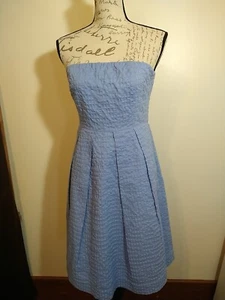 J Crew Strapless Bandeau Dress Size 6 Blue Midi NEW - Picture 1 of 9