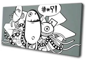 Doodles Graffitti Illustration EINZELNE LEINWAND WANDBILD Bild Druck - Bild 1 von 1