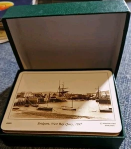 SET OF SIX DORSET VICTORIAN TOWN PICTORIAL CORK DRINKS COASTERS *NEW AND BOXED* - Picture 1 of 3