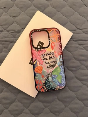 Casetify iPhone 15 Pro Case- Pink And Blue Ombré Travel Theme - Image 1 of 3