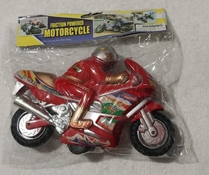 FRICTION POWERED MOTORCYCLE VINTAGE RED SEALED IN BAG - Picture 1 of 5