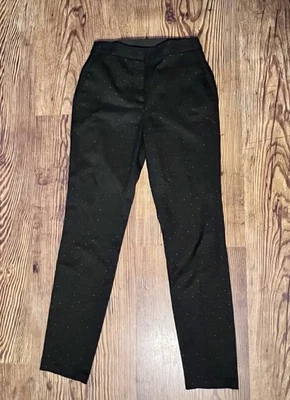Pantalones de vestir ZARA BASICS negros a lunares calce ajustado XS para mujer bolsillos traseros elásticos Foto 1 de 4