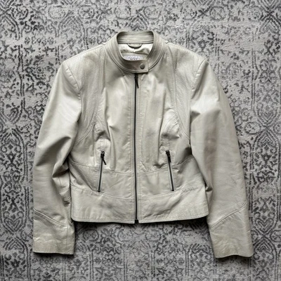 Vintage 00s Y2K Next Genuine Leather Cropped Motorcycle Style Jacket- UK 12 - Image 1 of 4