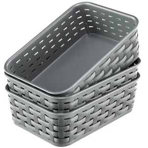 3 Pack Small Plastic Basket, Storage Bin Baskets for Organizing, Pantry Organ... - Picture 1 of 7
