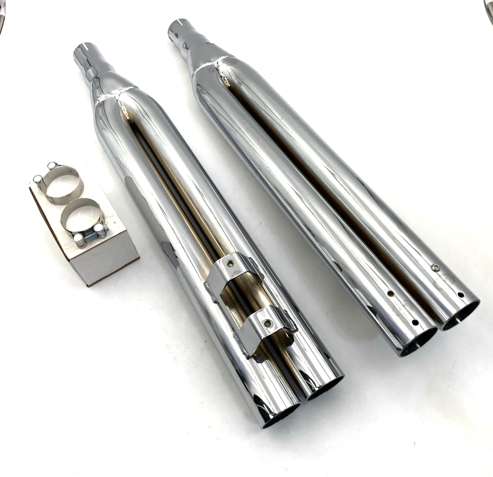 LA Choppers LA-1090-00 Chrome 2-2-4 Slip On Exhaust Muffler 95-11 Harley Touring - Image 1 of 4