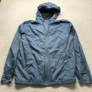 Volcom Water Resistant Windbreaker Hoodie Jacket Mens Medium Embroidered Navy - Picture 1 of 14