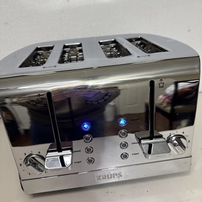 Tostadora de desayuno Krups KH734D50 4 rebanadas ranura ancha plateada - pan/bagels Foto 1 de 4