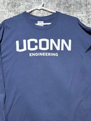 UCONN Men’s XL School of Engineering Shirt Long Sleeve Huskies Logo Navy - Image 1 of 4