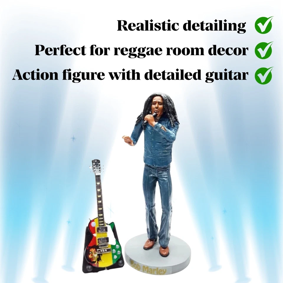 Estatueta miniatura música rasta com lenda de violão acústico - Imagem 1 de 4