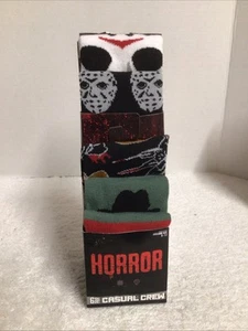 Horror Movie Freddy Jason 5 Pair CREW SOCKS Men Size 8-12 Bioworld Halloween - Picture 1 of 3