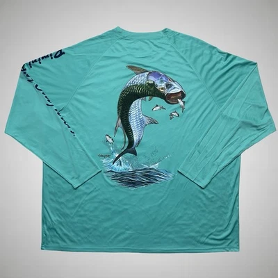 CAMISA BIMINI BAY HOMBRE MANGA LARGA RENDIMIENTO TALLA 3XL VERDE PESCA PEZ NUEVA Foto 1 de 4