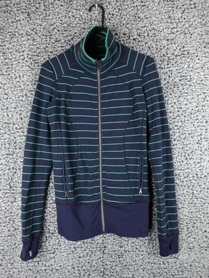 Lululemon Define Jacket Size 4 Blue Green Stripe Full Zip Thumbholes Fitted Str - Image 1 of 4