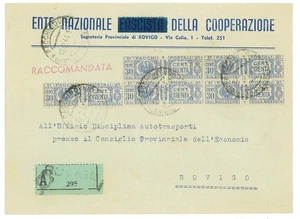 P4617 - ITALIA RSI , 30 CENT. PER PACCHI, QUARTINA + 1, RACCOMANDATA - Imagen 1 de 2