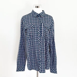 Kathmandu Shirt Mens Size L Blue Check Long Sleeve Snap Pack & Go Stashable - Picture 1 of 12