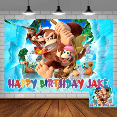Donkey Kong Country Personalised Custom Backdrop Banner Party Decorations Gift