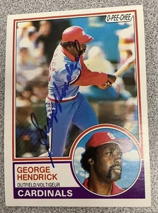 George Hendrick Signed 1983 O-Pee-Chee #148 Baseball Card Indians Autograph TPG - Picture 1 of 2
