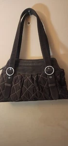 Vera Bradley Espresso Microfaser Umhängetasche Schultertasche Handtasche Blumenfutter - Bild 1 von 6